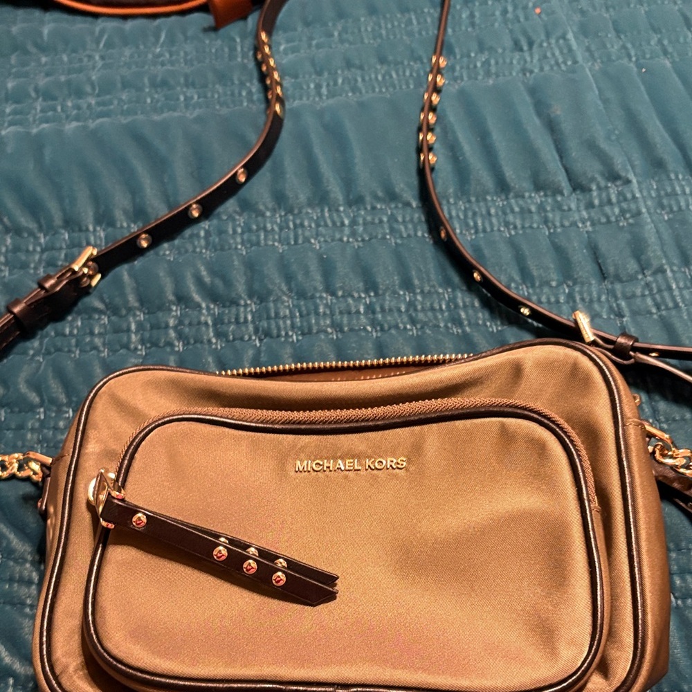 Michael Kors Tan Crossbody Bag with Gold Accents olive green nwt